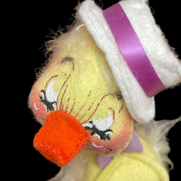 Annalee Mobilitee Duck Plush Vtg Yellow Duckling in Hat w/ Green TAG Easter Toy - Picture 2 of 16